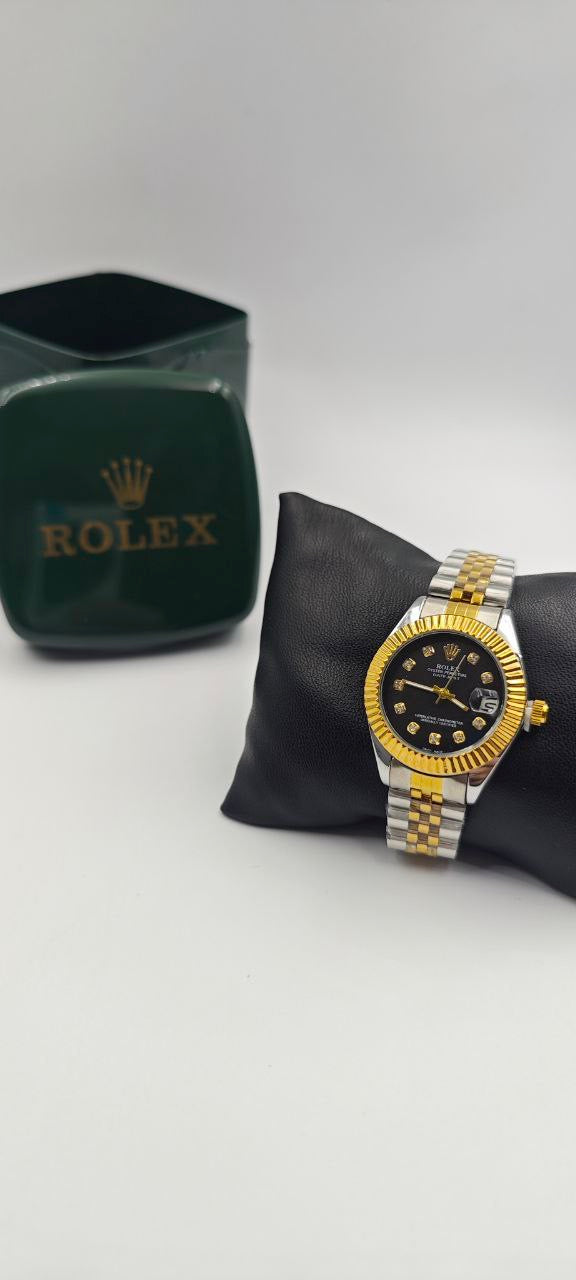 ROLEX DAYTJUST ÇİFT RENK İÇİ SİYAH BAYAN SAATİ